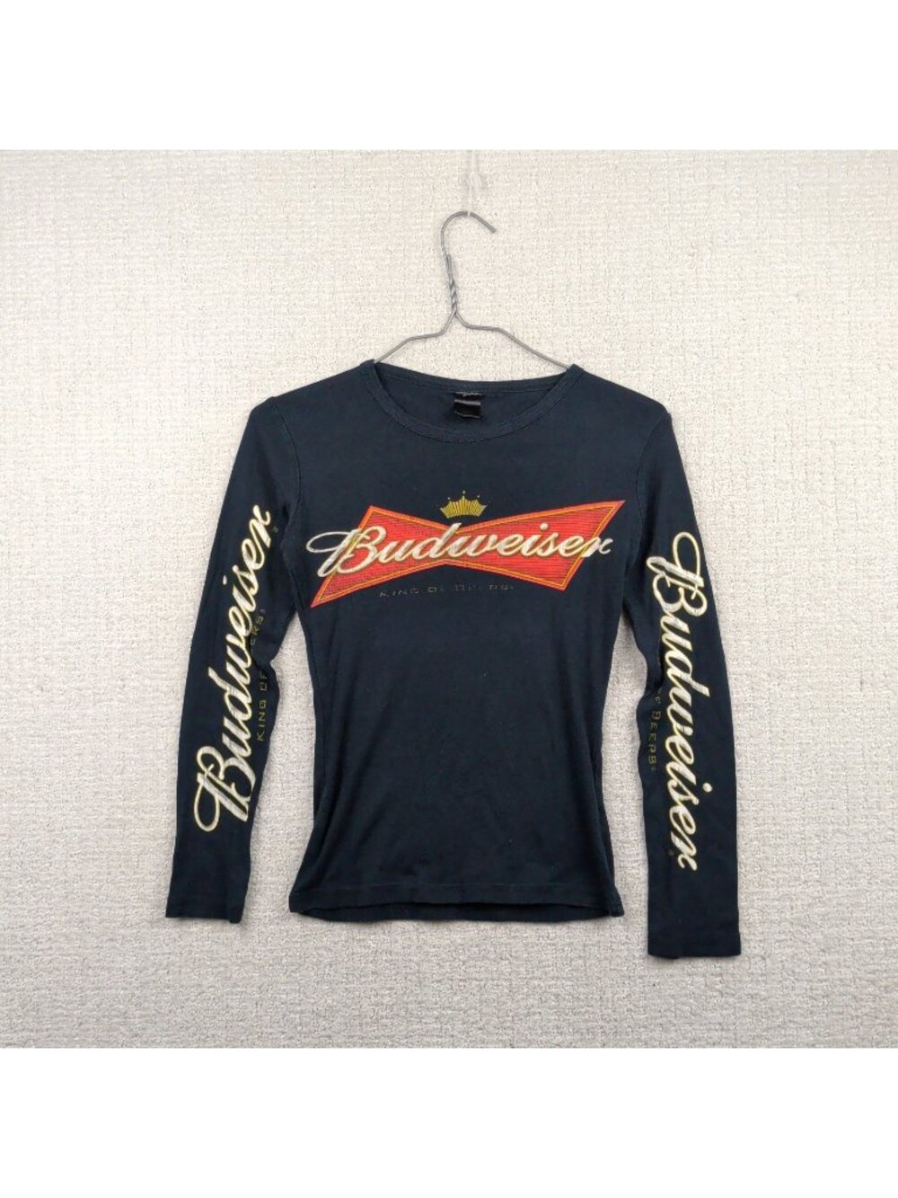 Y2K Budweiser Bodycon Long Sleeve Shirt Grunge Goth Alt Beer Graphic Tee Read